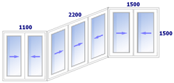 Схема остекления балкона типа "Сапог"